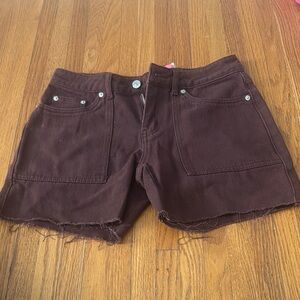 Edikted Dark Brown Jean Shorts